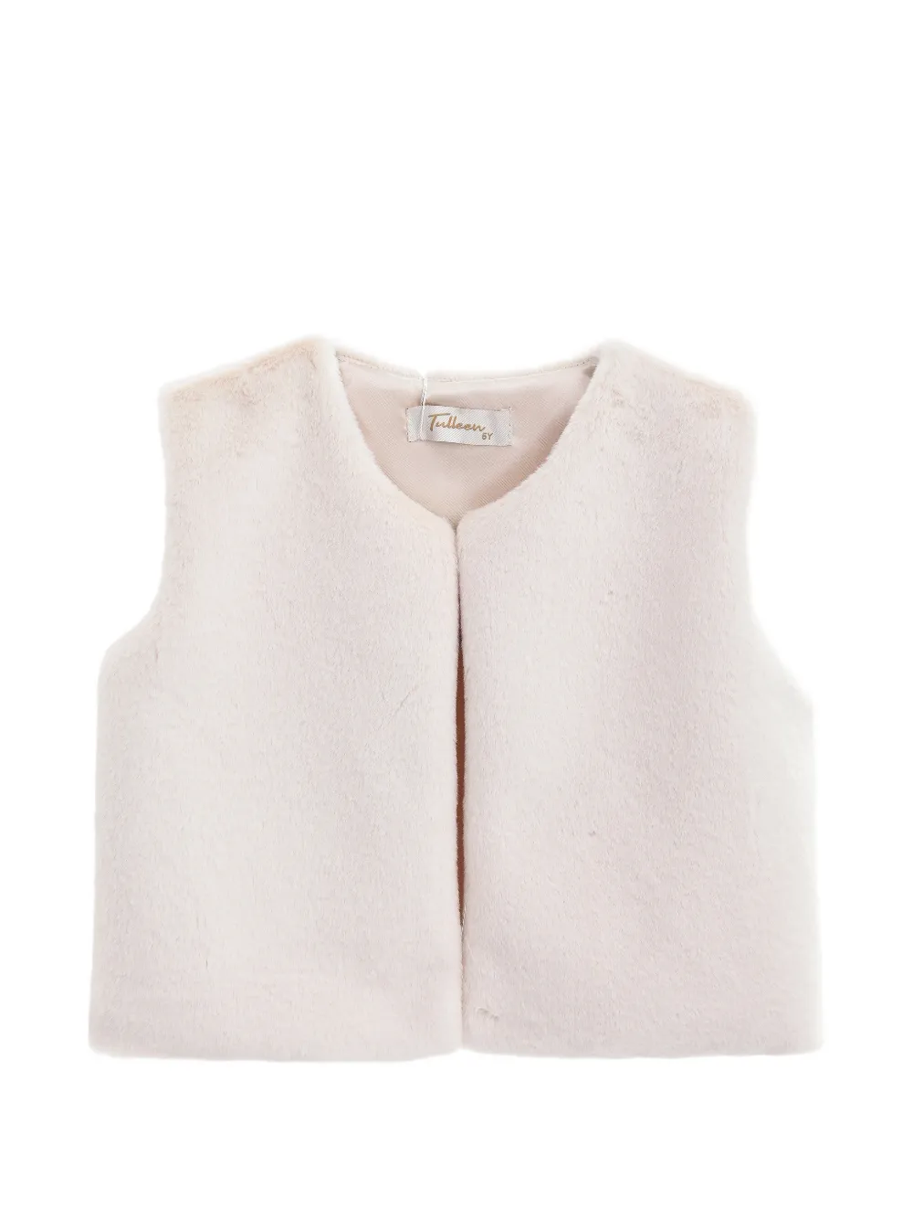 Tulleen round-neck plush gilet - Nude