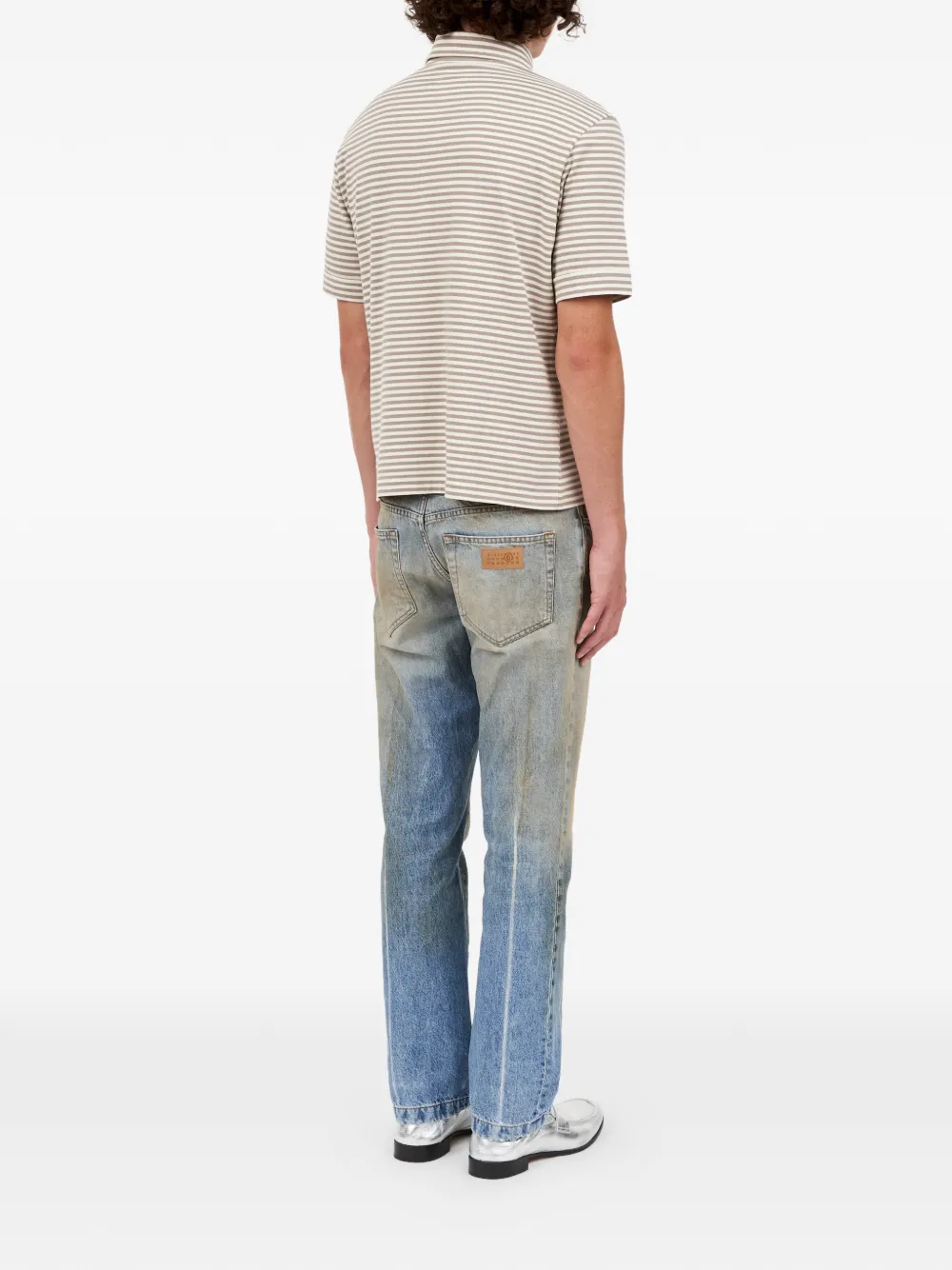 MM6 Maison Margiela Gestreept poloshirt met knoop Beige