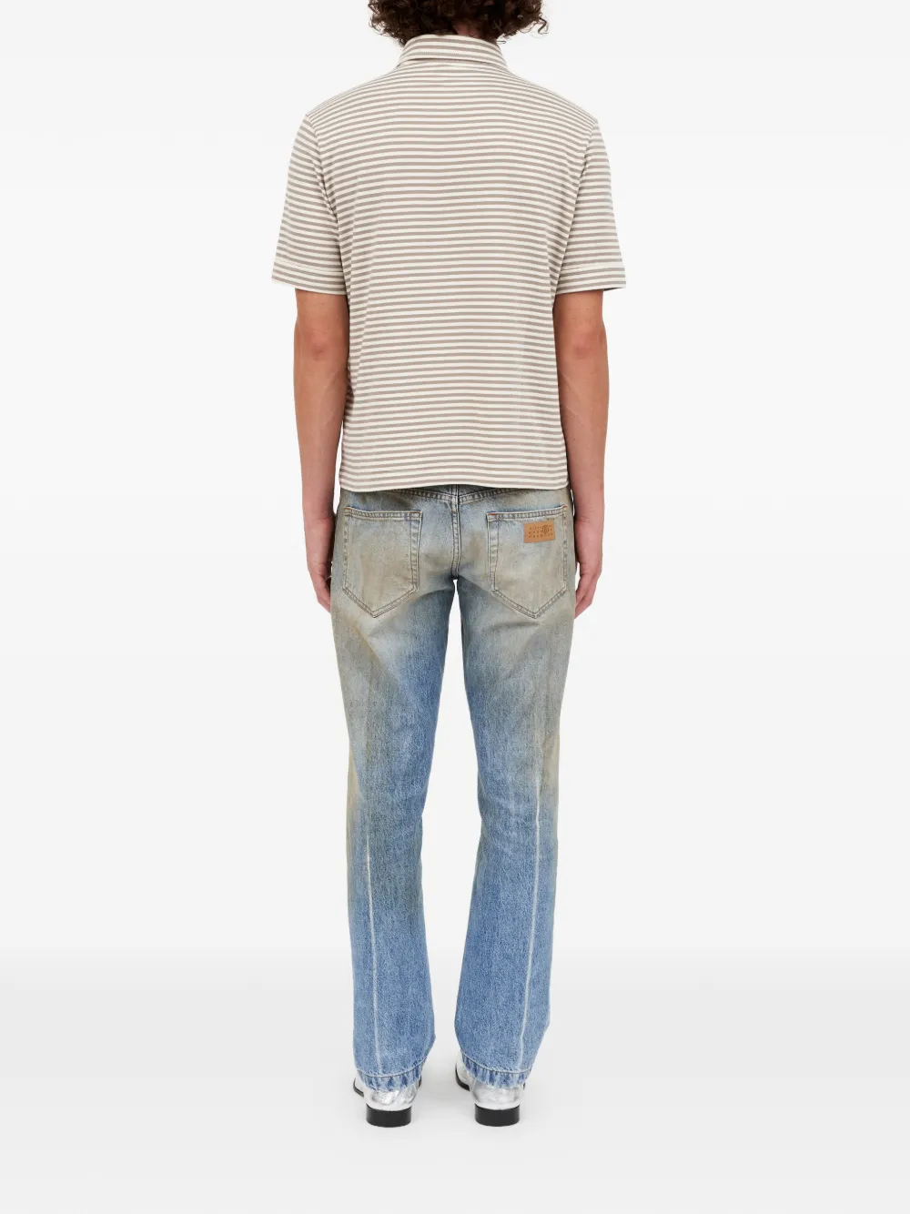 MM6 Maison Margiela Gestreept poloshirt met knoop Beige