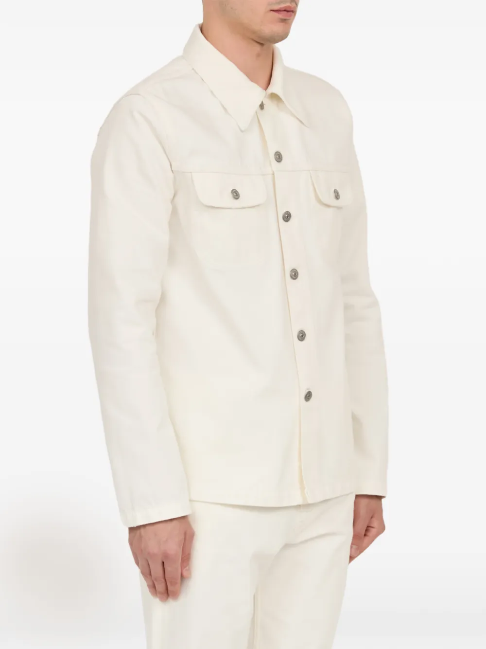  Mm6 Maison Margiela Buttoned Denim Jacket - Neutrals 