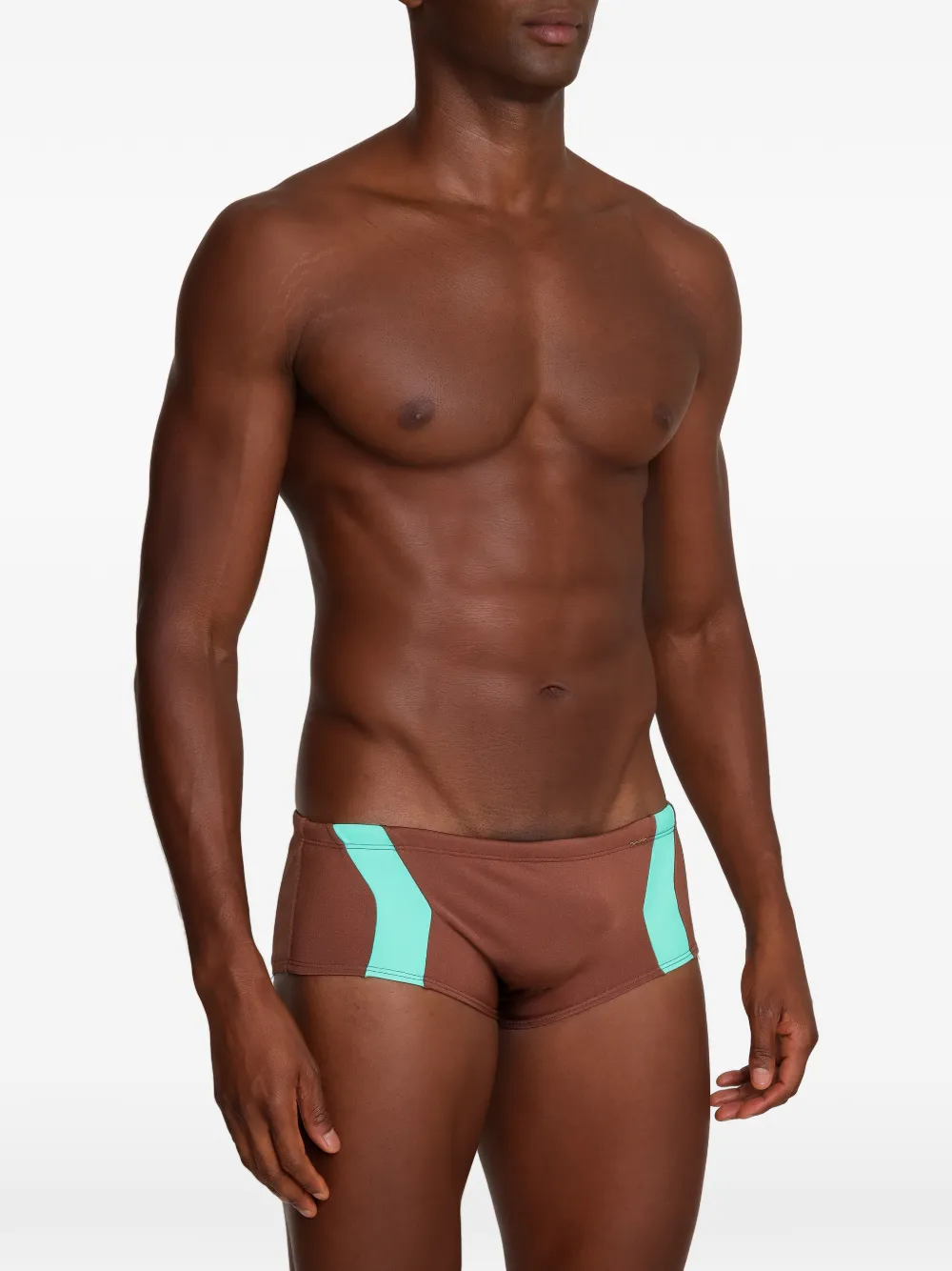 Amir Slama Zwembroek met colourblocking Bruin