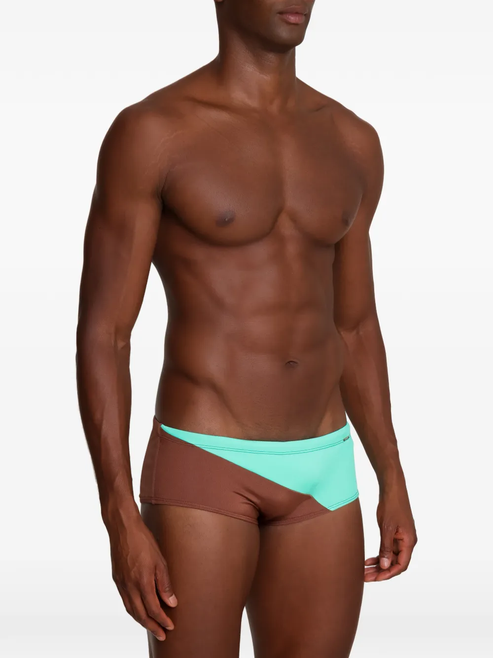 Amir Slama Zwembroek met colourblocking Bruin