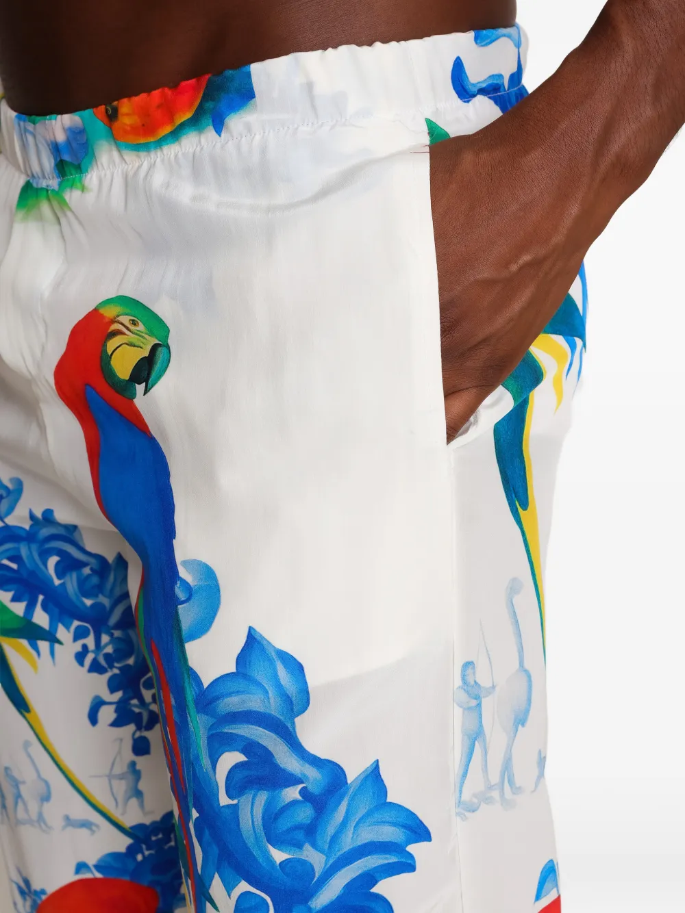 Amir Slama Broek met papegaaiprint Wit
