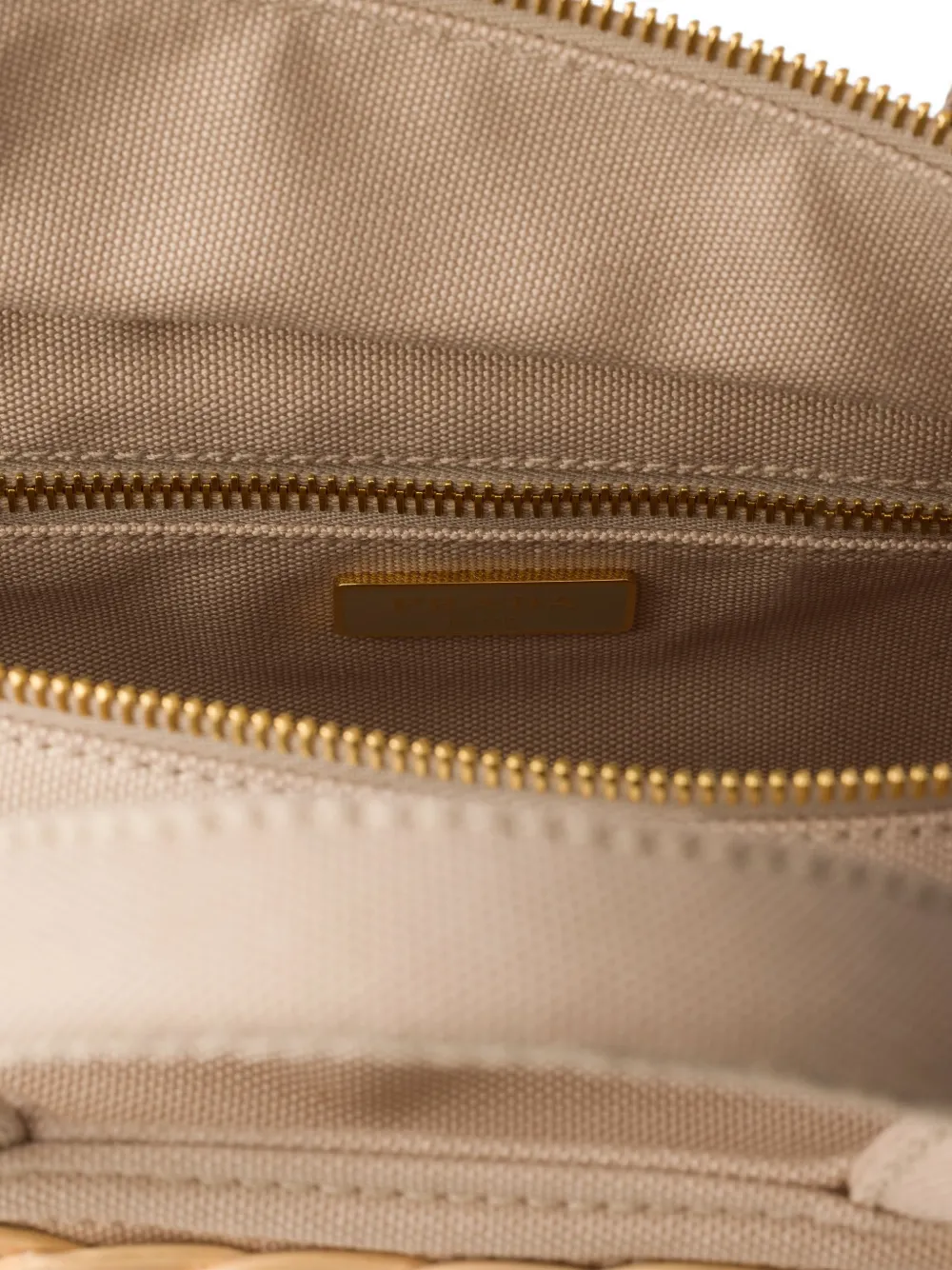 Prada Medium rieten en canvas shopper Beige