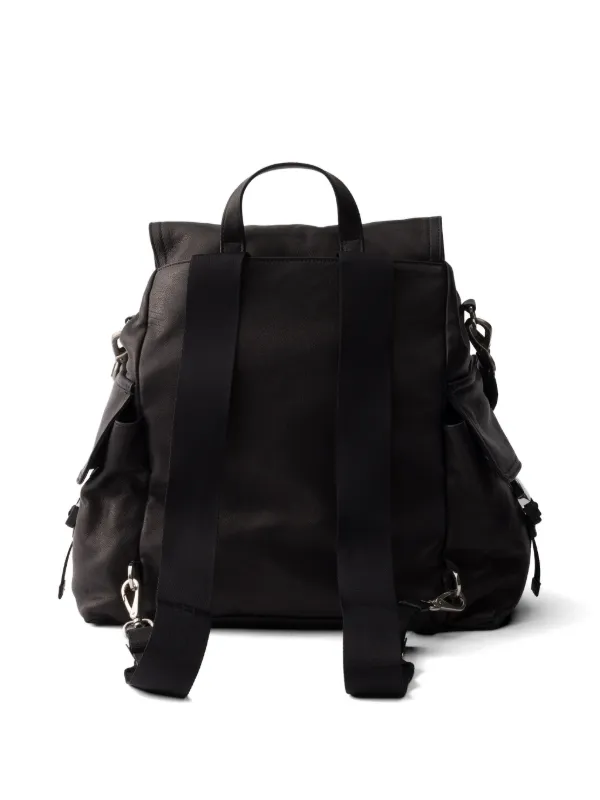 PRADA ブラック フラップ付きバックパック Prada エクスプローラ レザーバックパック | ブラック | FARFETCH JP
