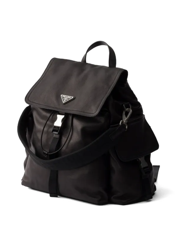 PRADA ブラック フラップ付きバックパック Prada エクスプローラ レザーバックパック | ブラック | FARFETCH JP