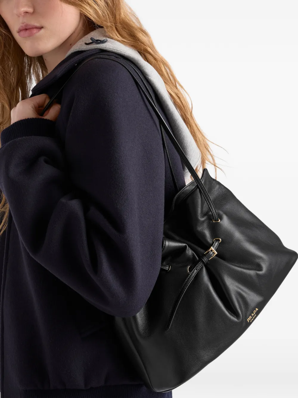 Prada Dada grote nappaleren shopper Zwart