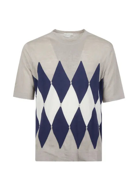 Ballantyne diamond-pattern linen T-shirt