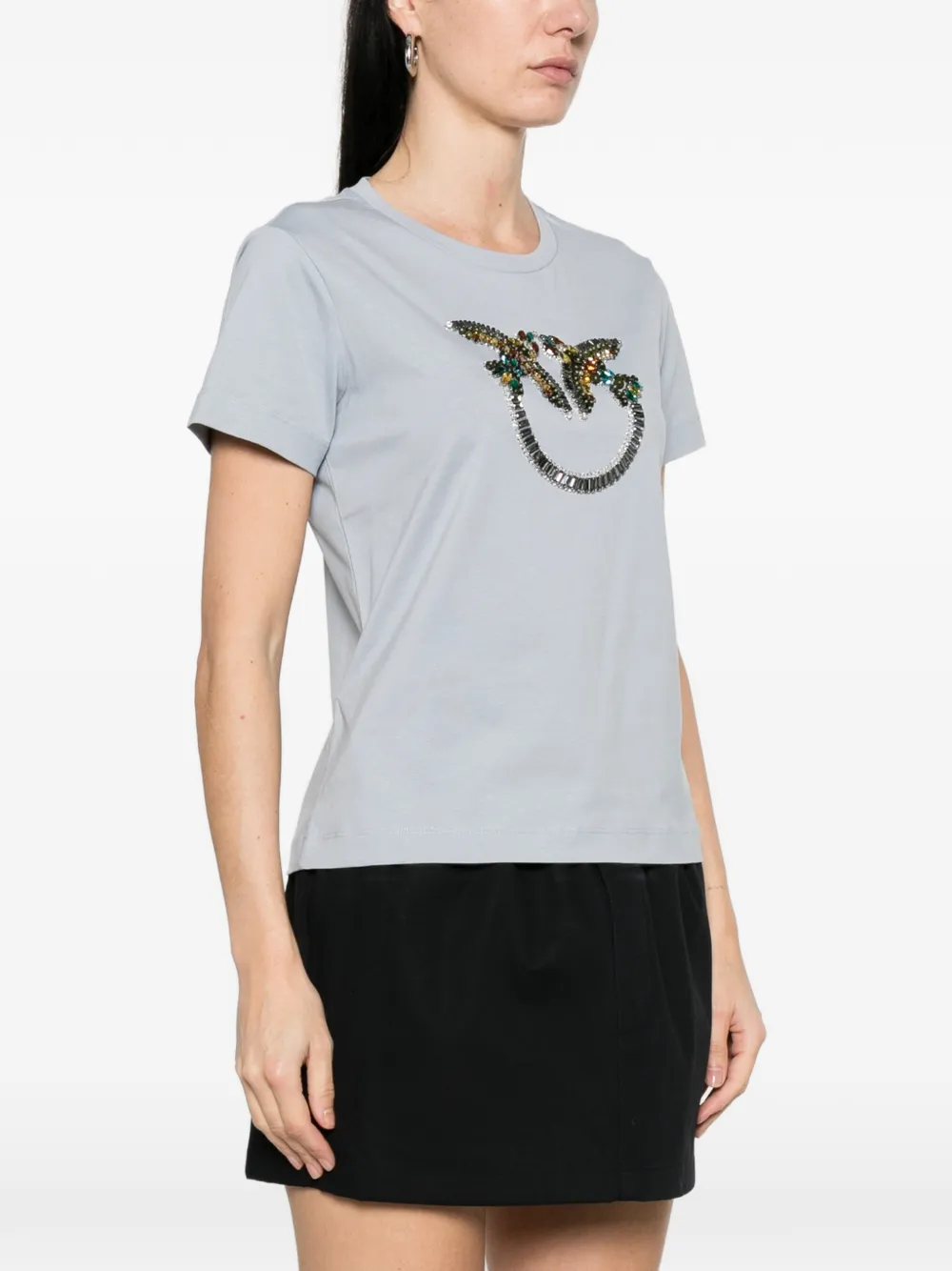 PINKO T-shirt met Love Birds borduurwerk Blauw