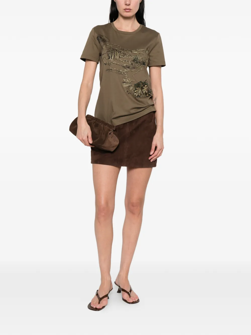  Max Mara Embellished T-shirt - Brown 