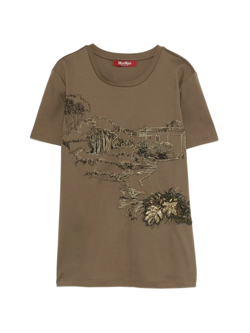 Max Mara embellished T-shirt - Marrone