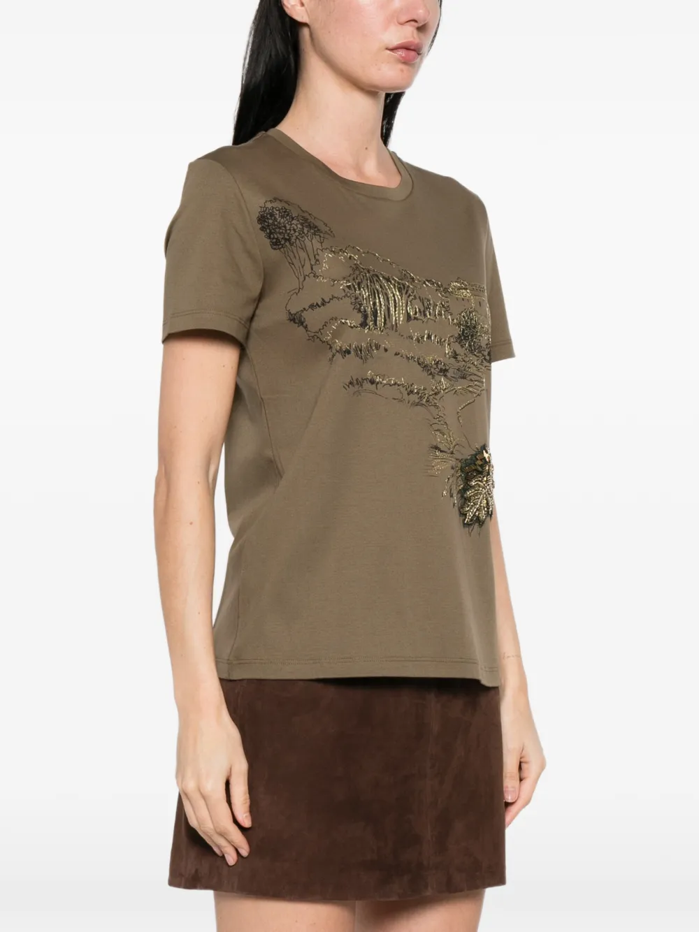  Max Mara Embellished T-shirt - Brown 
