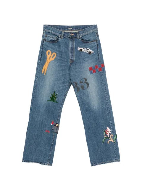 KHOKI K14 embroidery-appliqué jeans