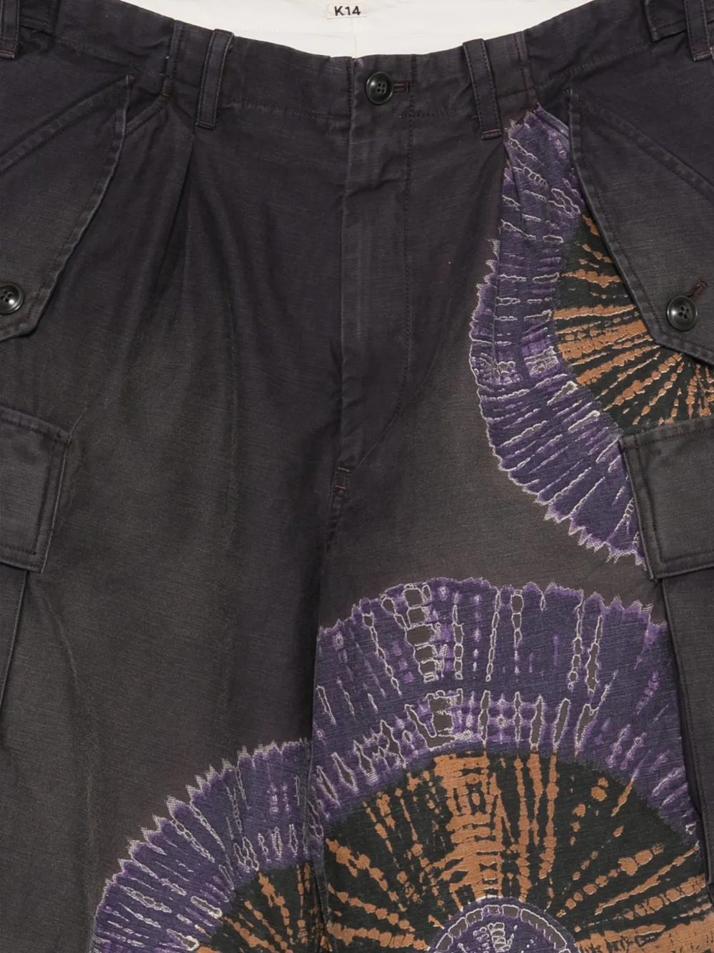  Khoki Printed Cargo Pants - Black 