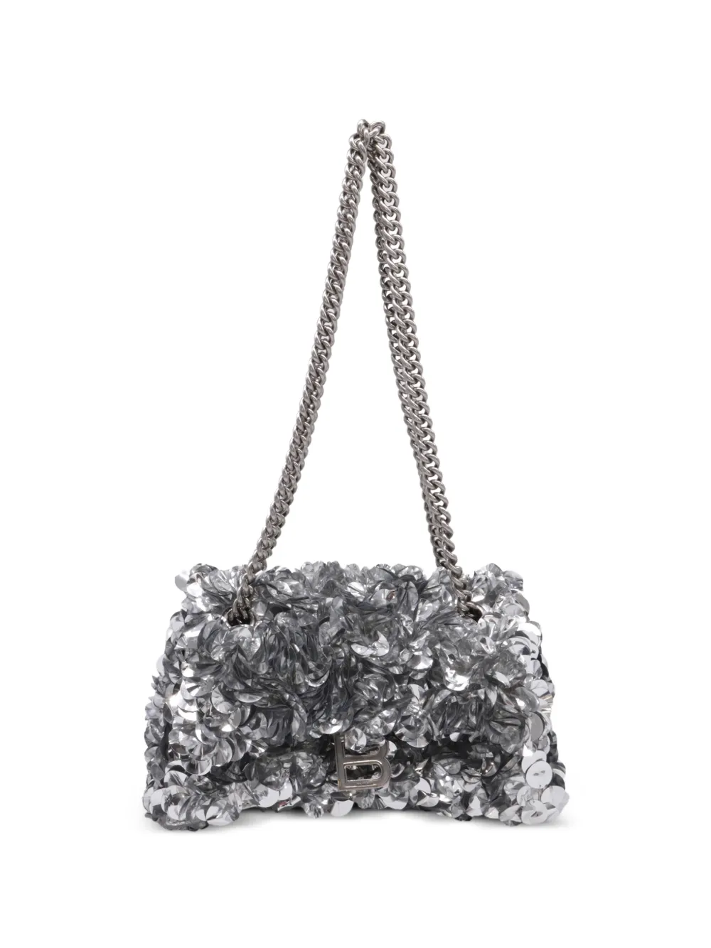 Balenciaga Pre-Owned small Crush sequined chain shoulder bag - Argento