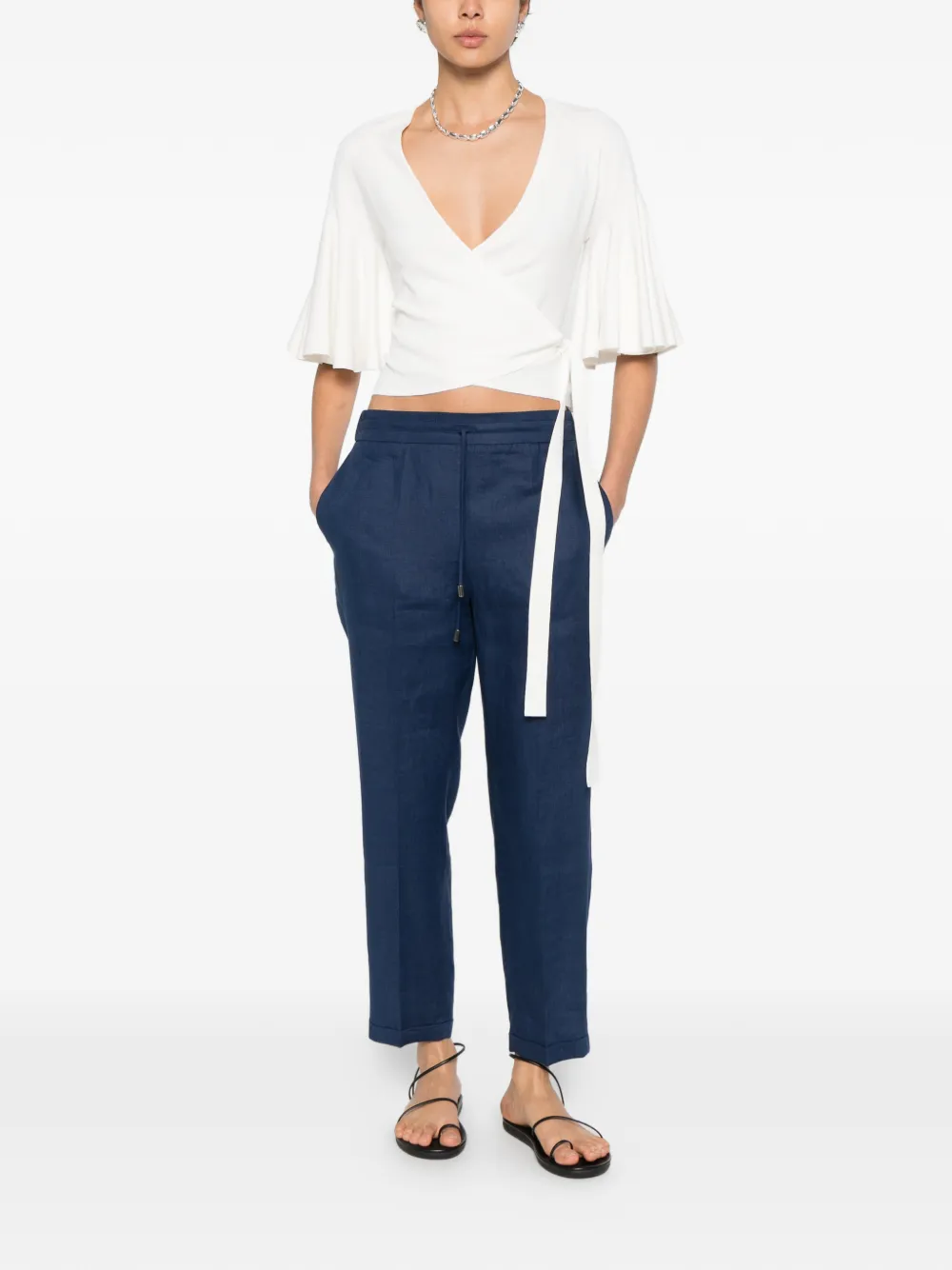  Amina Rubinacci Milo Drawstring-fastening Trousers - Blue 