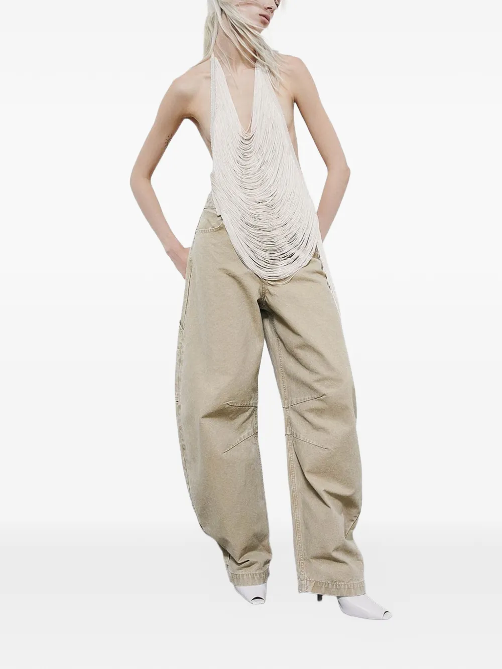  Patrizia Pepe Canvas Cargo Jeans - Neutrals 