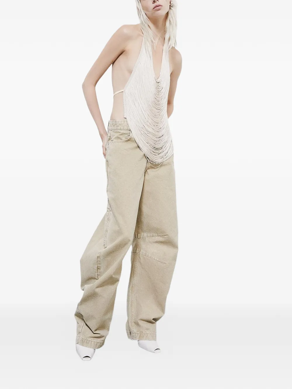  Patrizia Pepe Canvas Cargo Jeans - Neutrals 