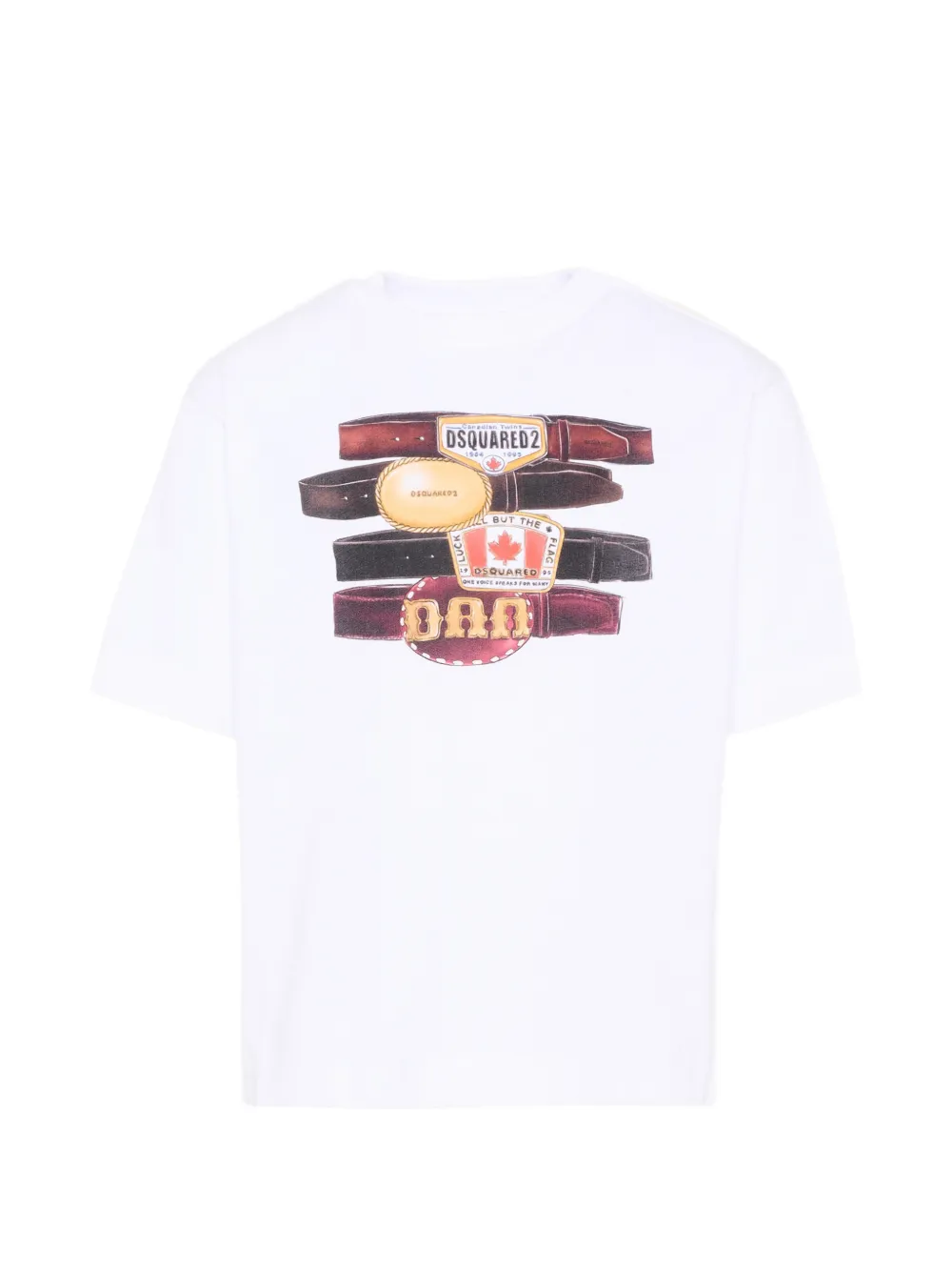 DSQUARED2 KIDS belts-print T-shirt - Bianco