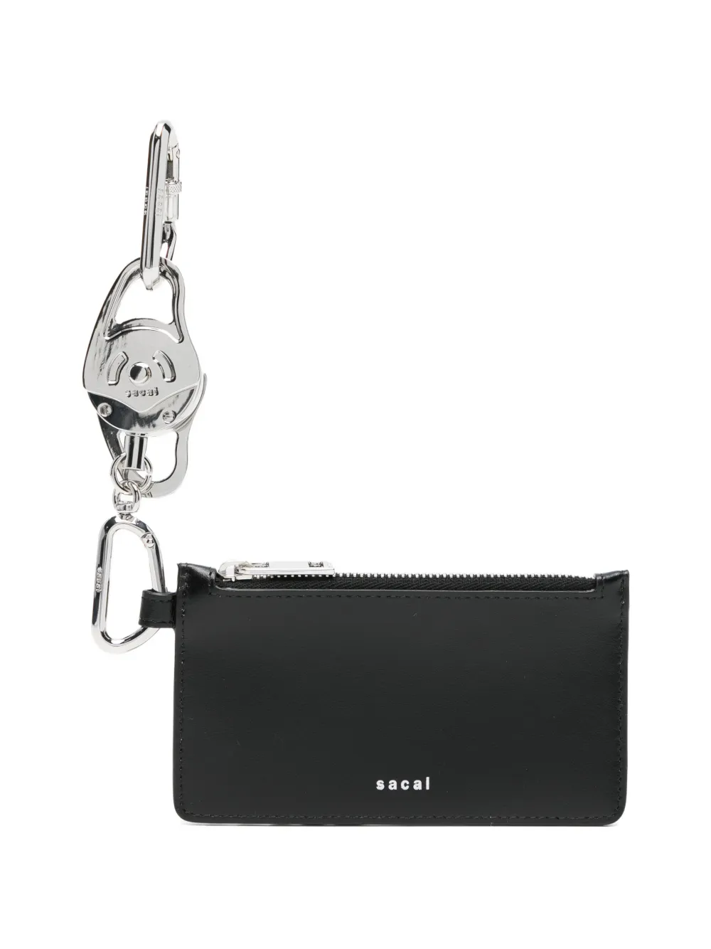 sacai zip-top leather cardholder - Nero