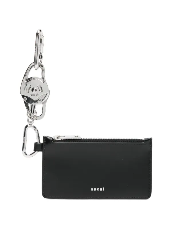 Sacai Zip-top Leather Cardholder in Black