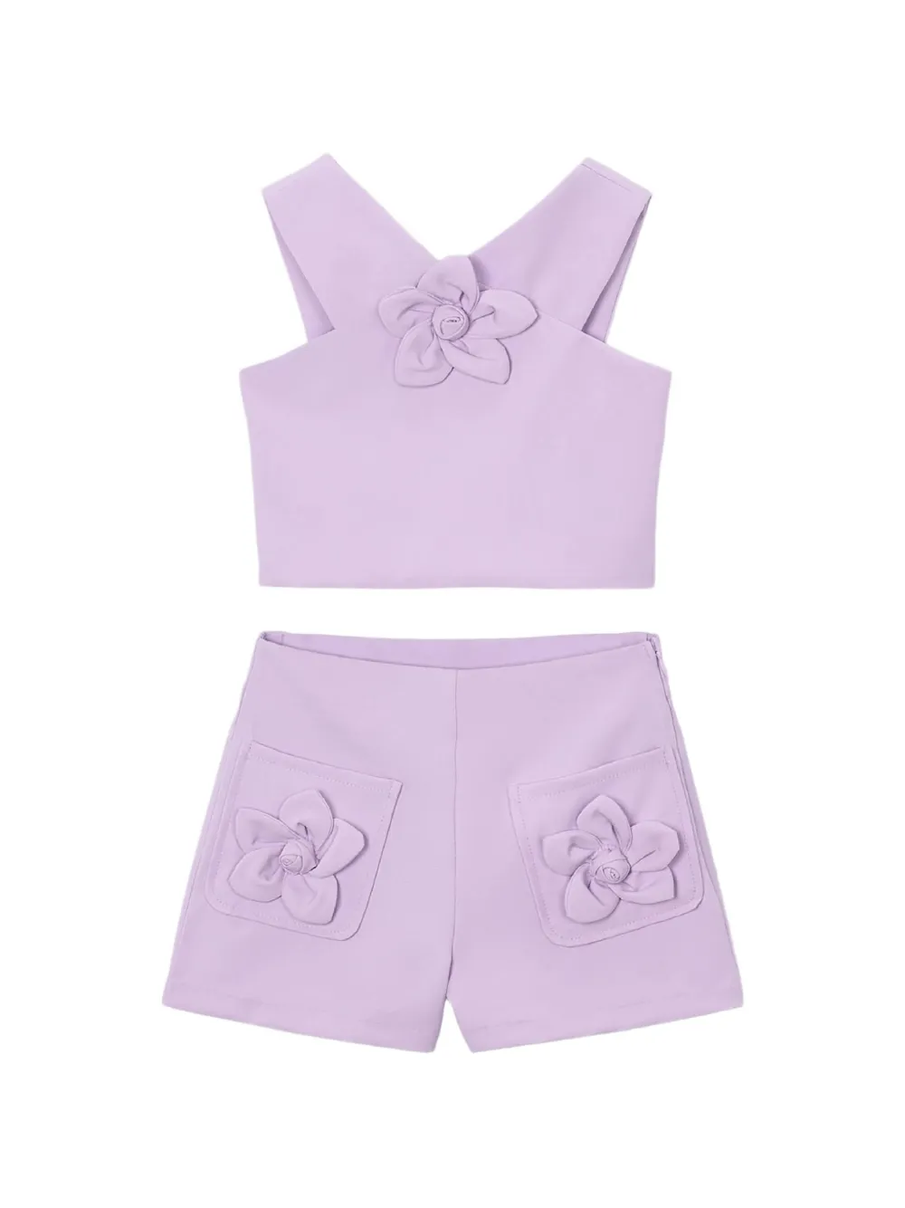 Mayoral Set shorts e dettaglio a fiori - Viola
