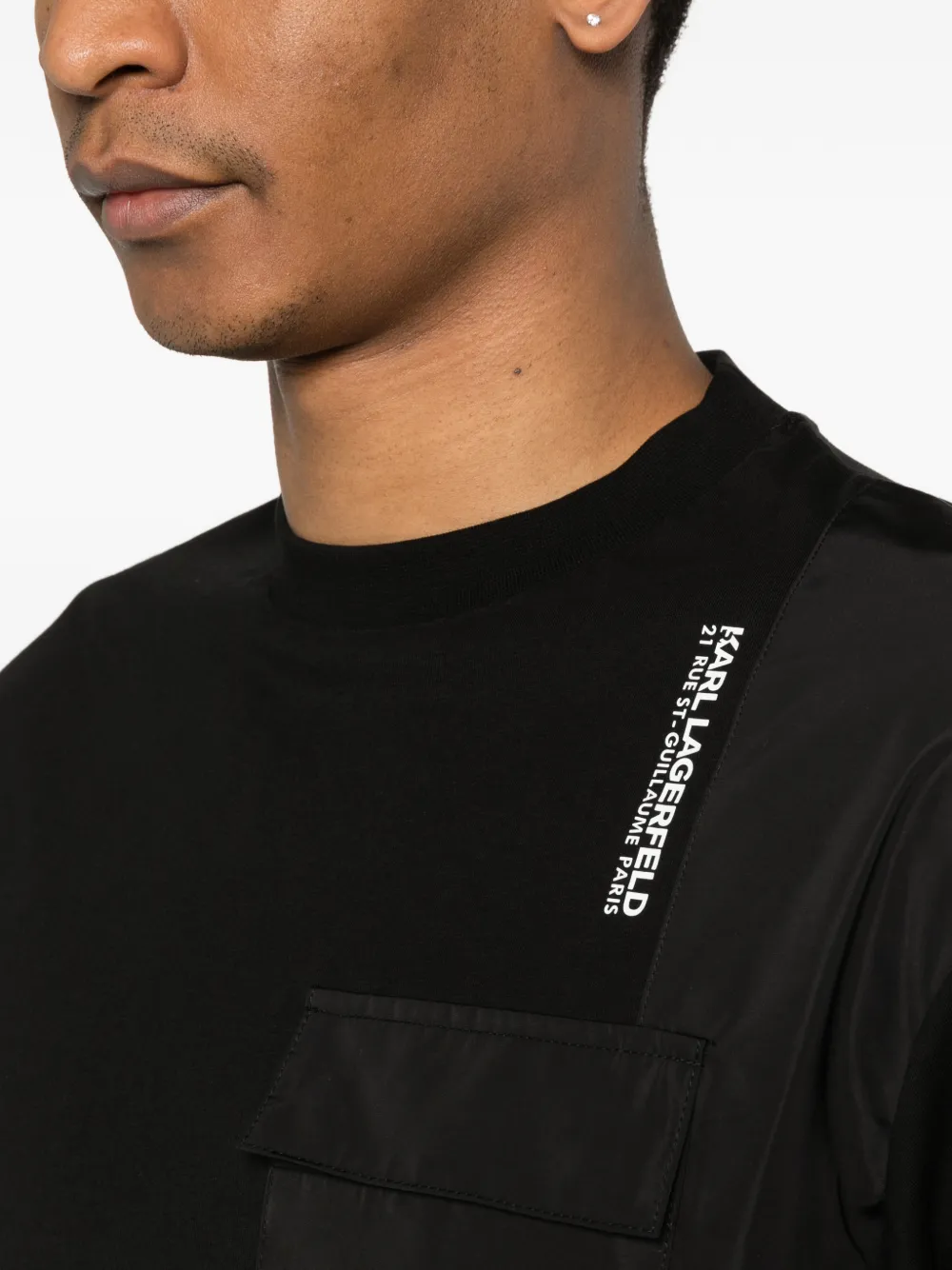 Karl Lagerfeld T-shirt met zak en vlak Zwart