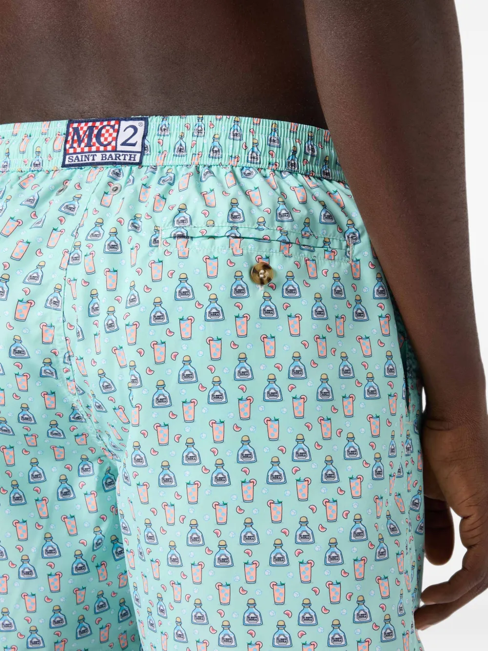 MC2 Saint Barth Zwembroek met cocktailprint Blauw