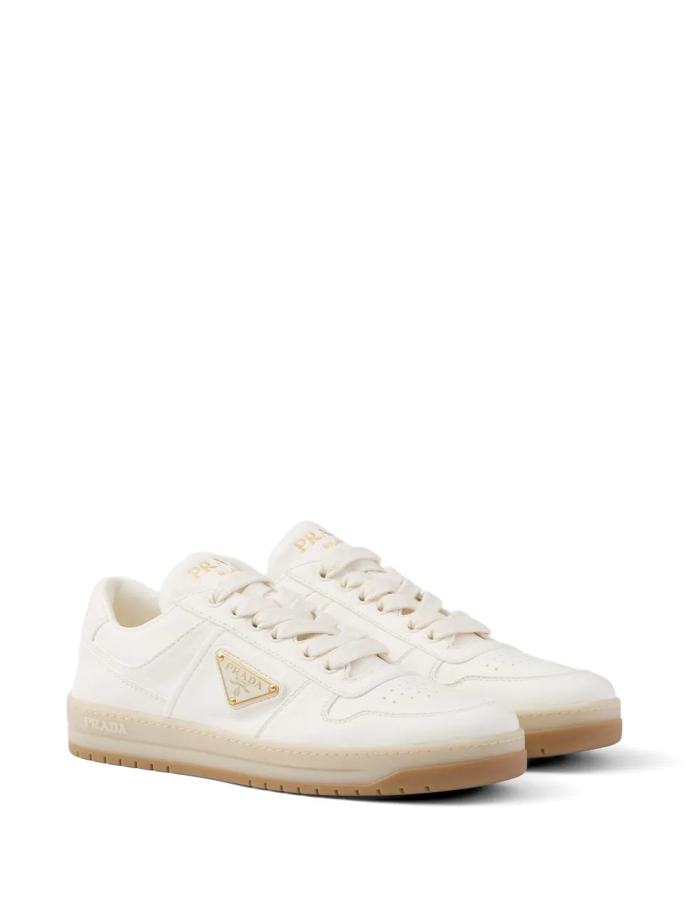 Prada Downtown nappa leren sneakers Beige