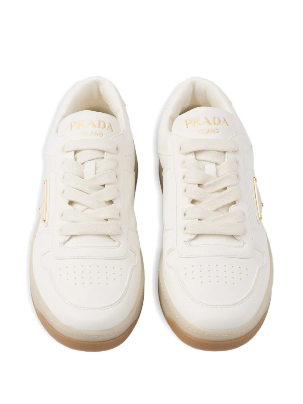 Prada Downtown nappa leren sneakers Beige