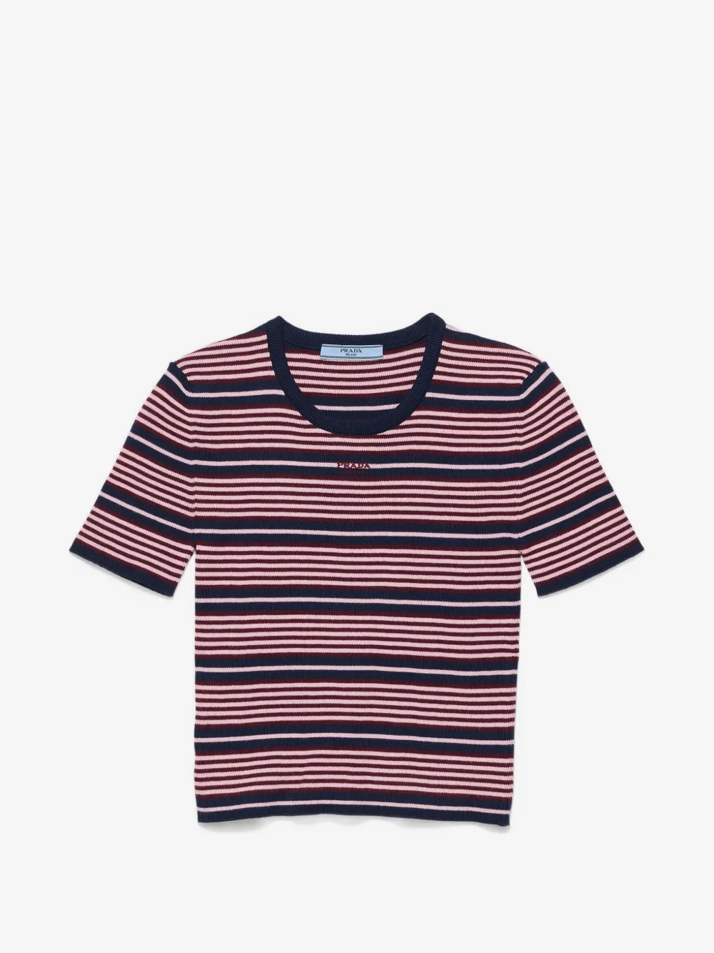 Prada short-sleeved striped cotton sweater | Blue | Image 1