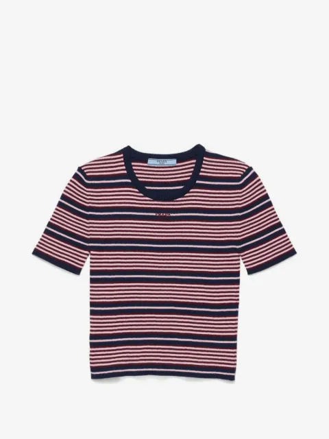 Prada short-sleeved striped cotton sweater