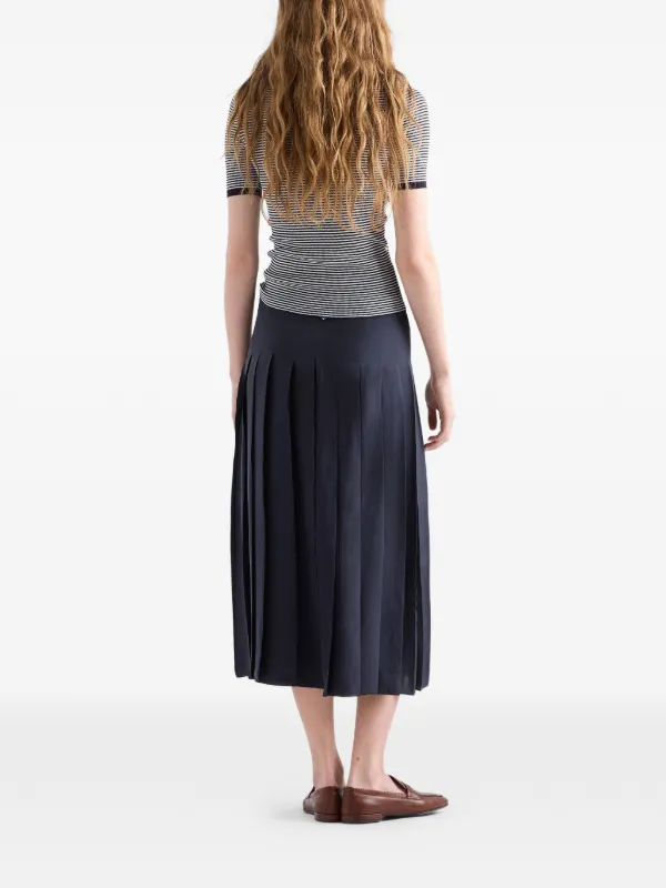 Prada Striped Silk crew-neck Sweater | Blue | FARFETCH AO