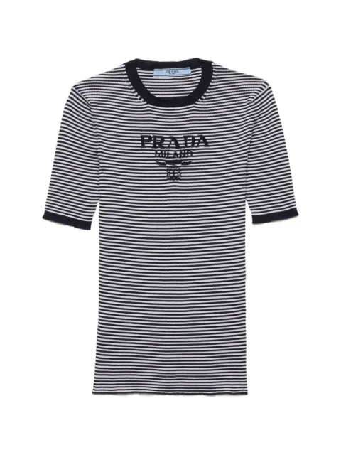 Prada striped silk crew-neck sweater