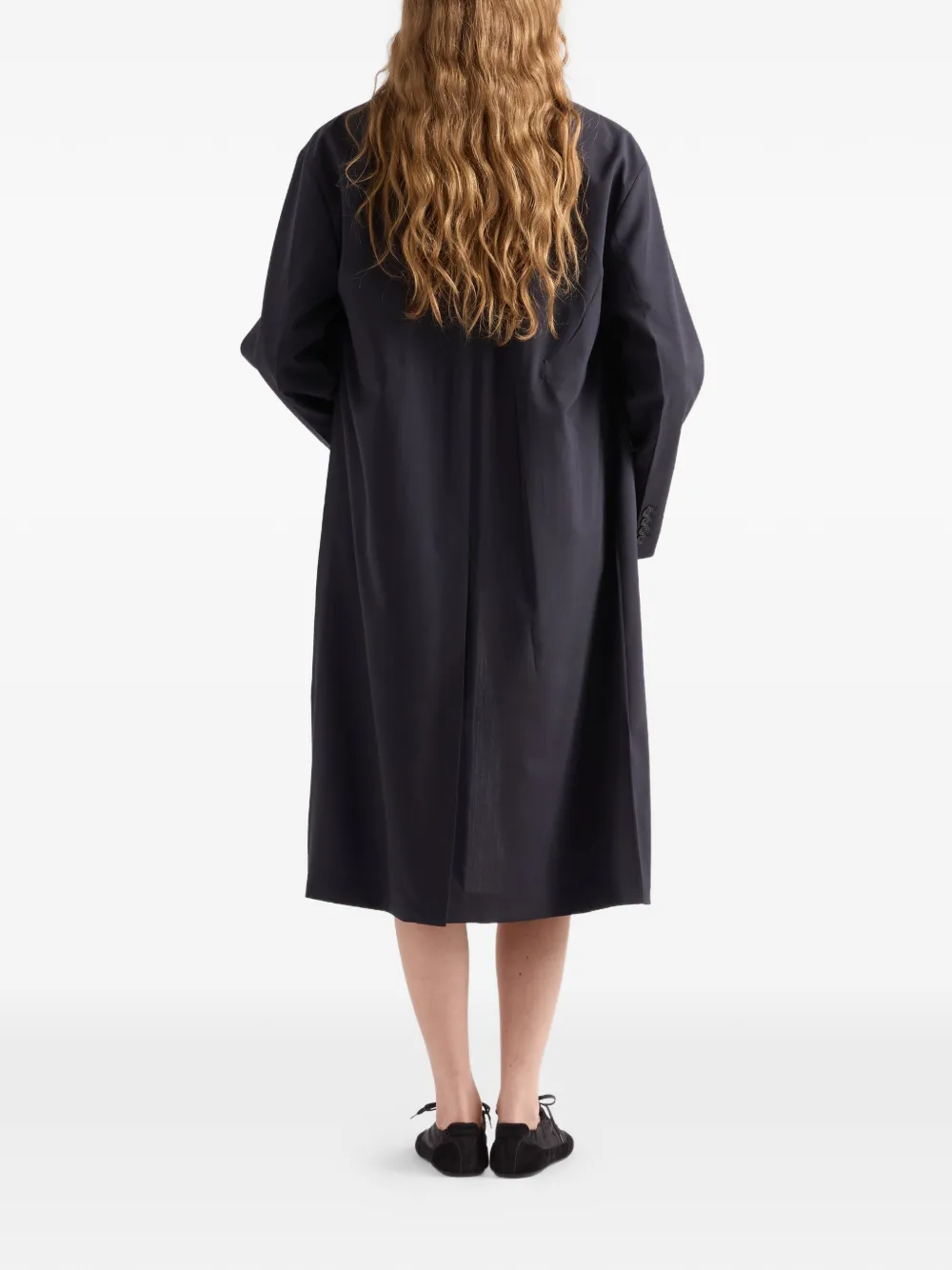  Prada Single-breasted Light Wool Coat - Blue 
