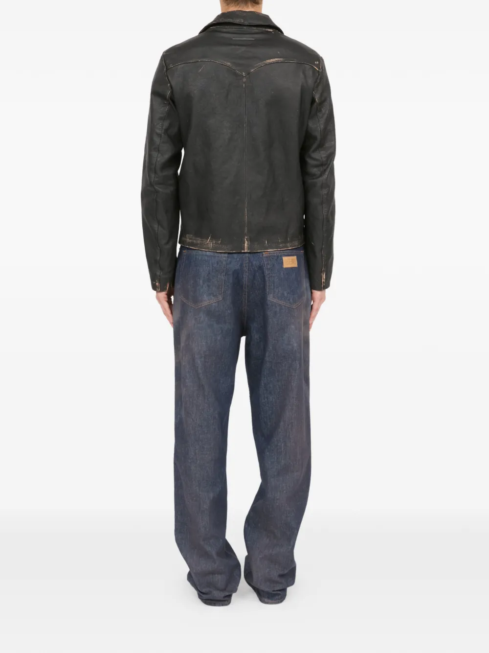 MM6 Maison Margiela Leren jack Zwart