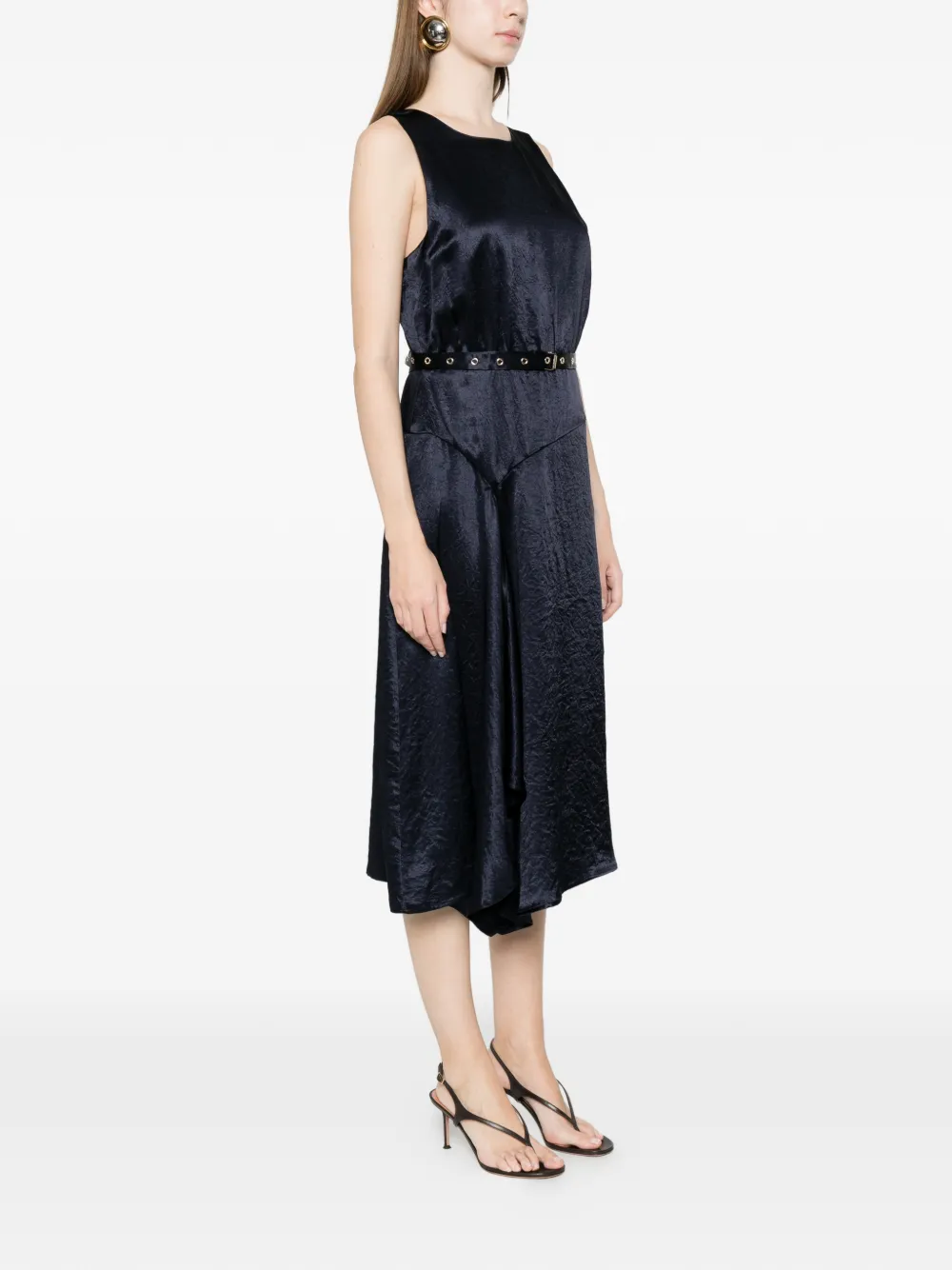 Belted Asymmetric Midi Dress