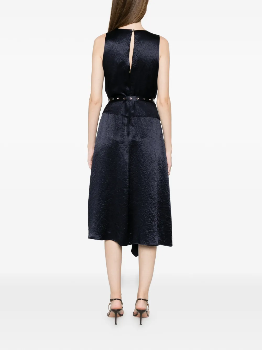 Belted Asymmetric Midi Dress