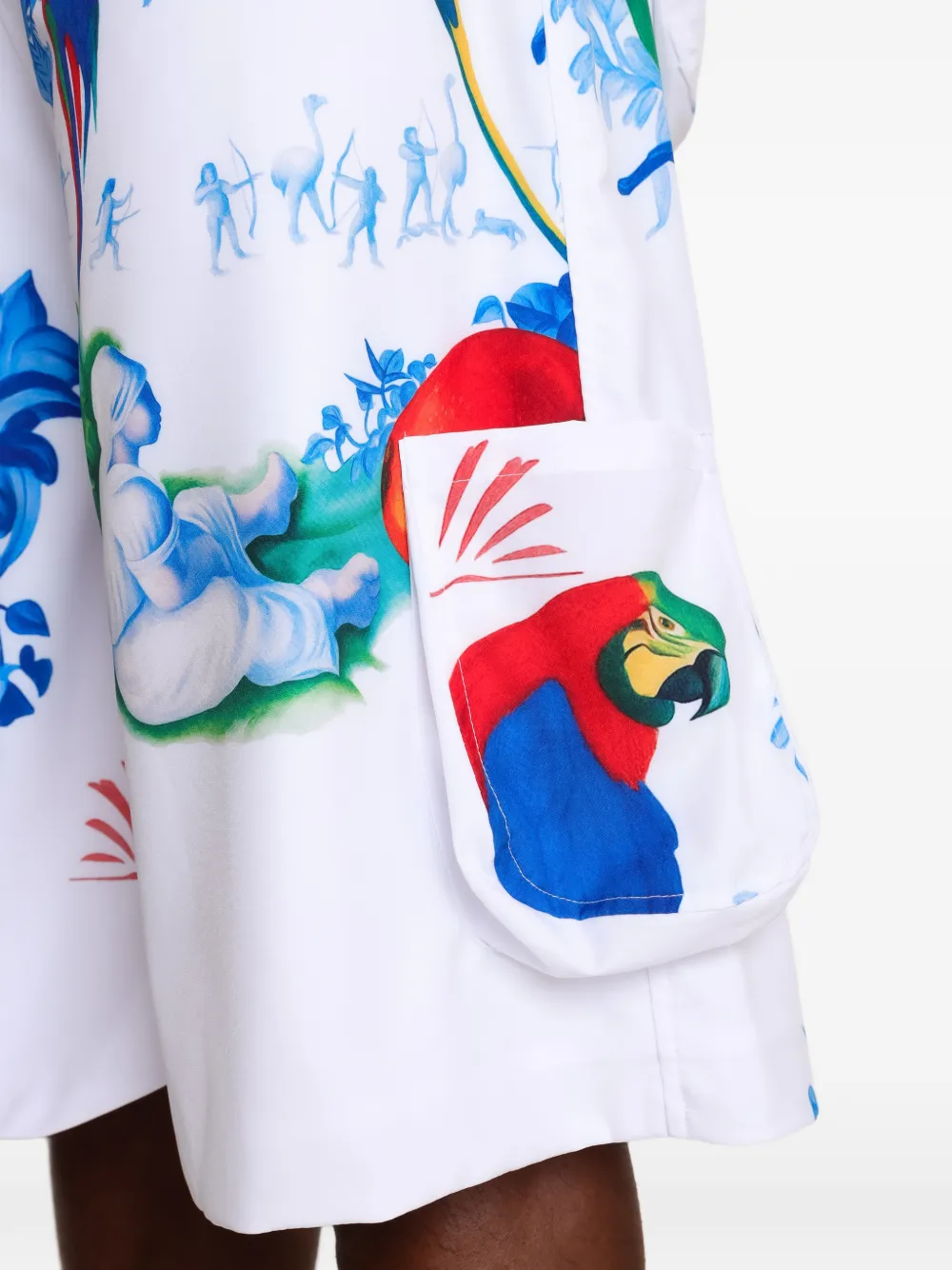 Amir Slama Bermuda shorts met papegaaiprint Wit
