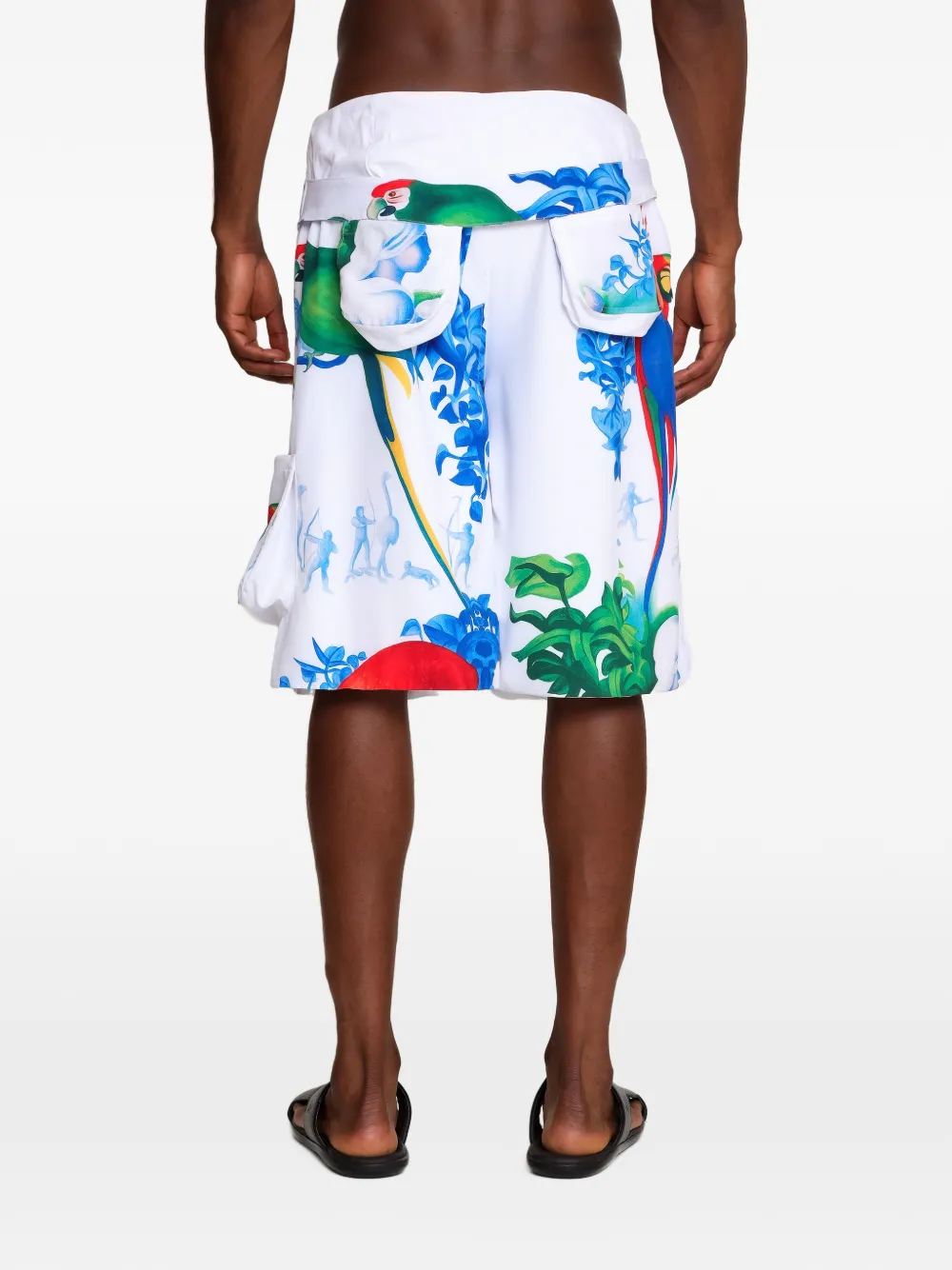 Amir Slama Bermuda shorts met papegaaiprint Wit