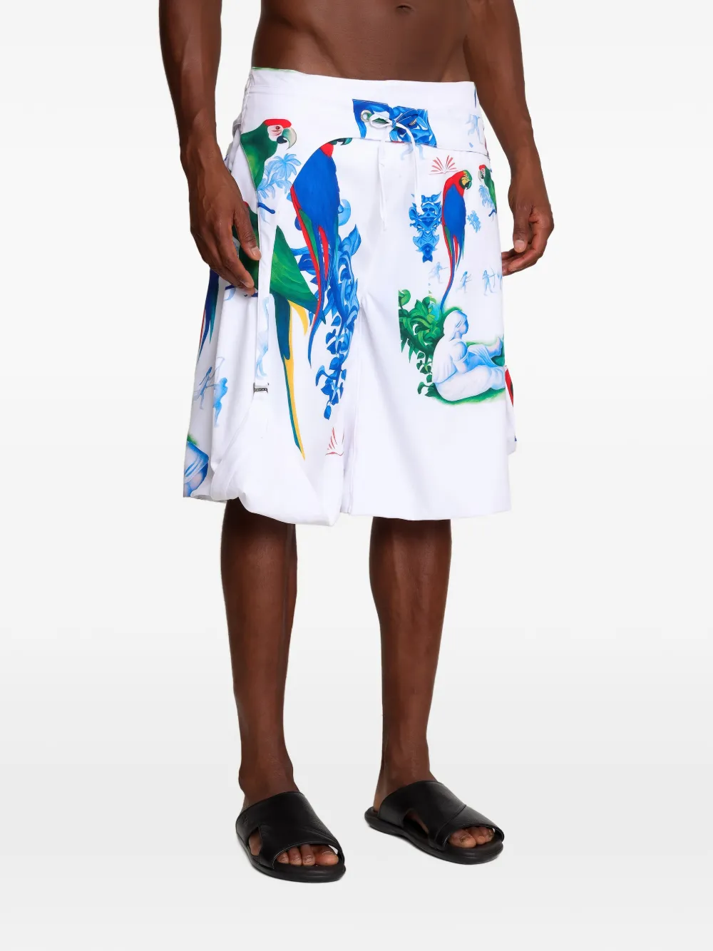 Amir Slama Bermuda shorts met papegaaiprint Wit