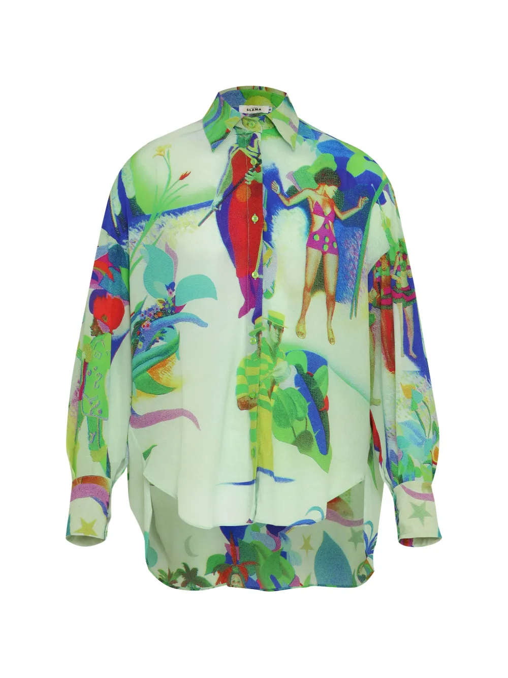 Amir Slama graphic-print silk shirt - Verde