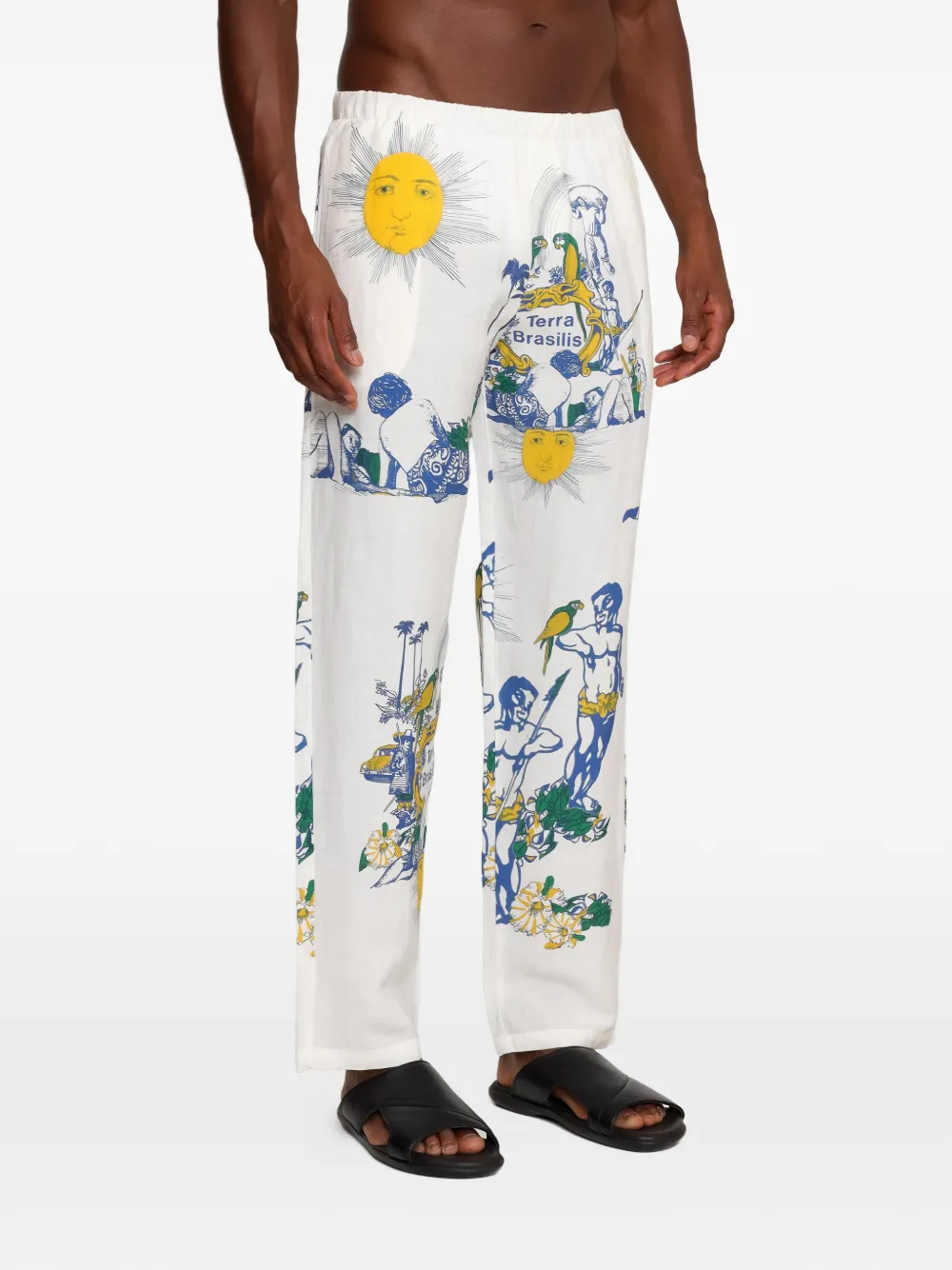 Amir Slama Straight broek met print Wit