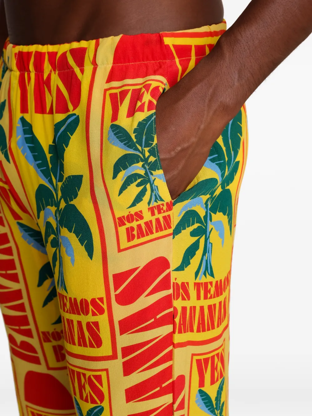 Amir Slama Straight broek met letterprint Geel
