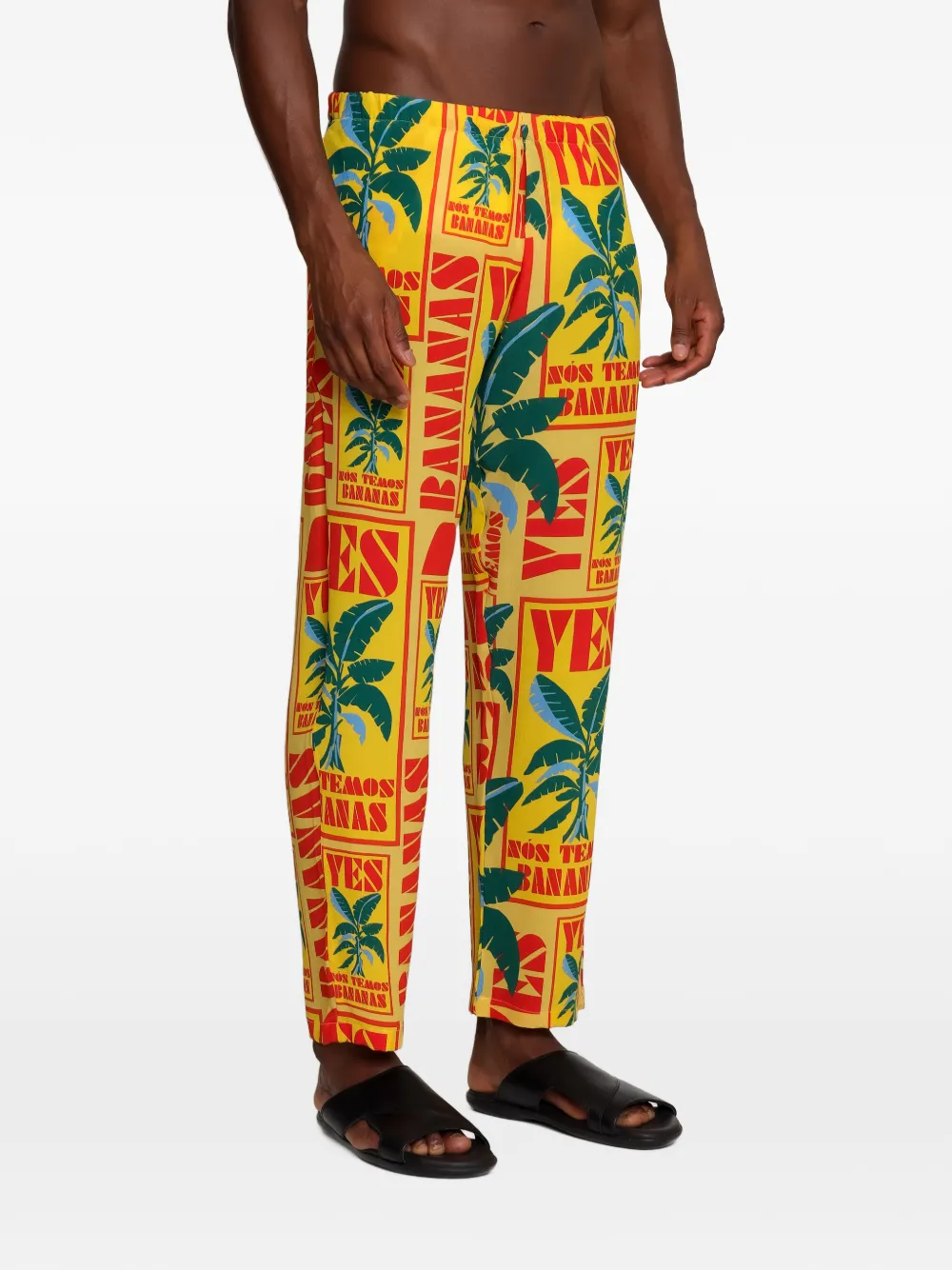 Amir Slama Straight broek met letterprint Geel
