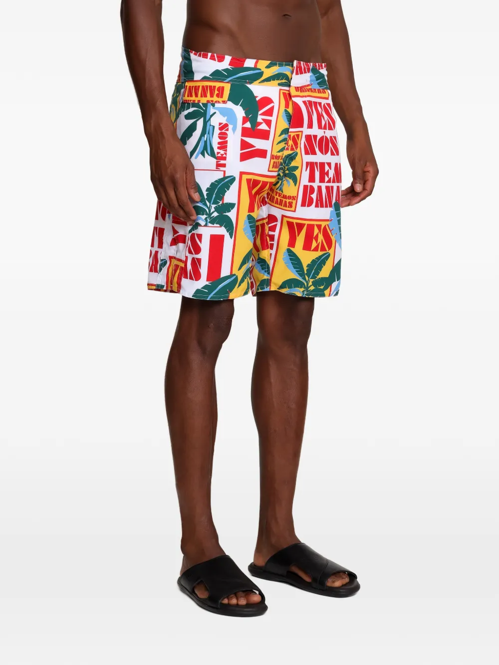  Amir Slama Leaf-print Deck Shorts - White 
