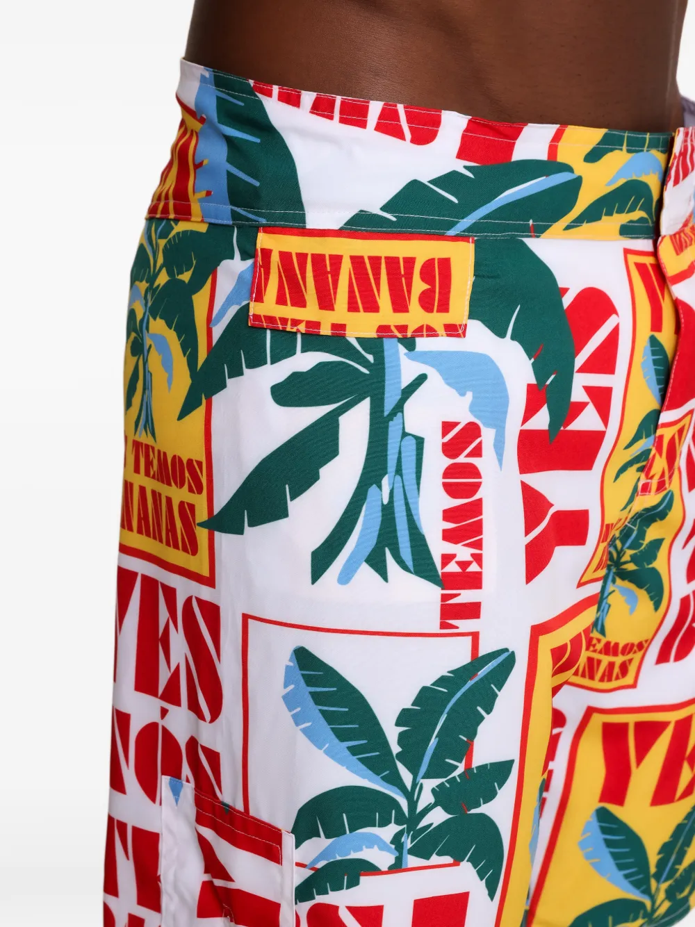 Amir Slama Shorts met bladprint Wit