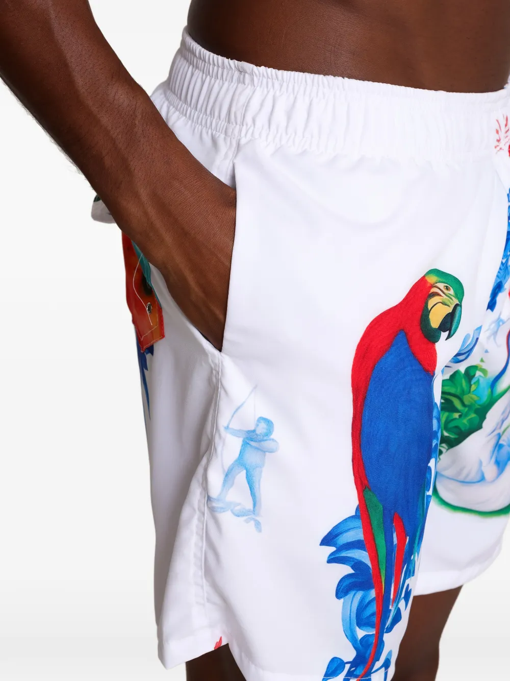 Amir Slama Shorts met papegaaiprint Wit