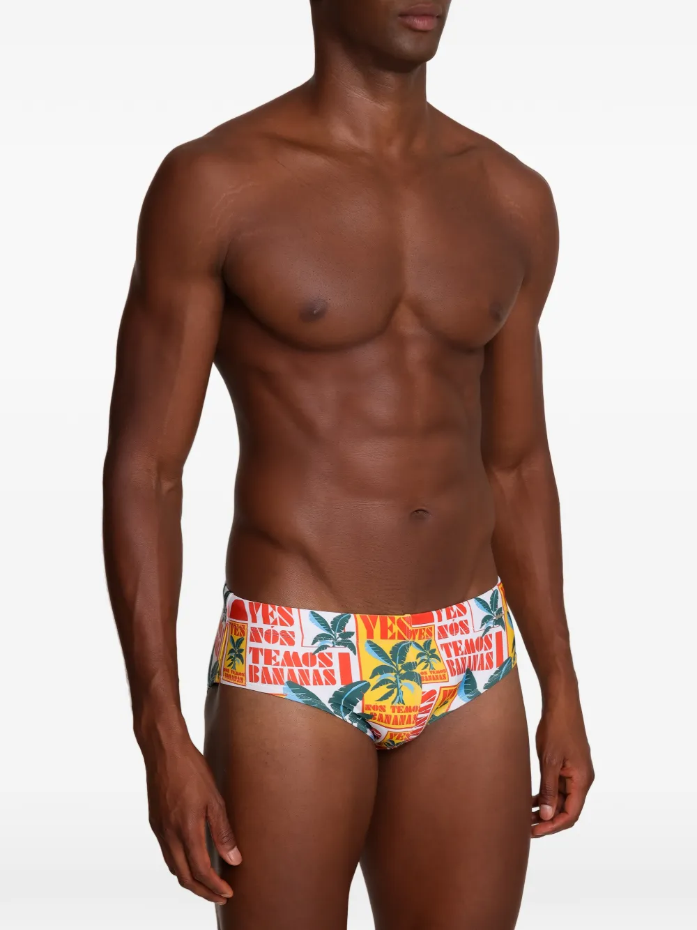  Amir Slama Leaf-print Swimming Trunks - White 