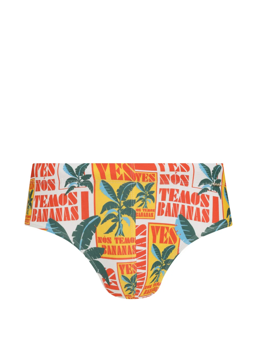Amir Slama leaf-print swimming trunks - Bianco
